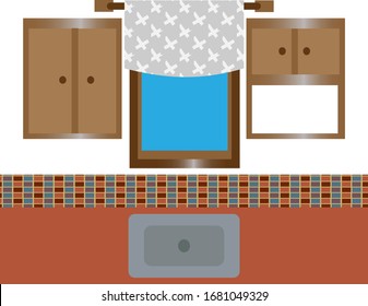 view of kitchen, cabinets, window and sink