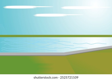 view of the lake with expanse of greenery