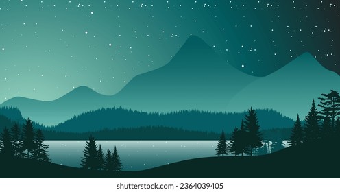 vistas al lago por la noche
