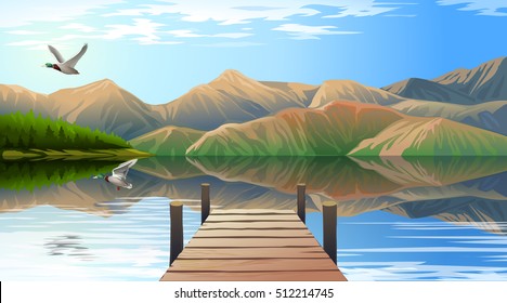 View of the lake and pier