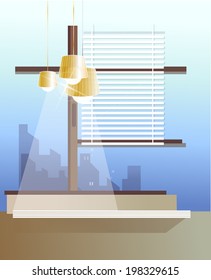 The view of lamp on the room 