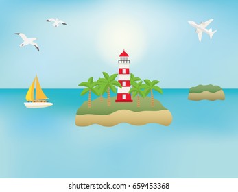 A view of the lighthouse, the landscape of the sea