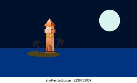 view and lighthouse. ocean view in the evening