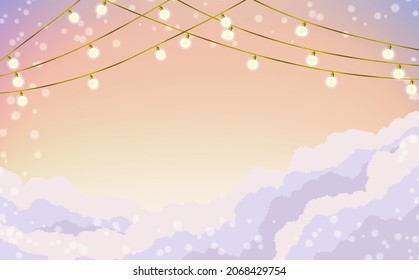 Vista de las luces flotando y brillando en el atardecer