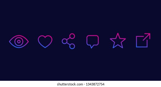 View, like, share, comment, rate and link icons