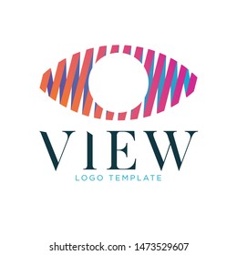 VIEW logo tempalte. Orange purple eye shape logo design.