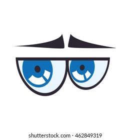 View and look concept represented by angry cartoon eye icon. Isolated and flat illustration