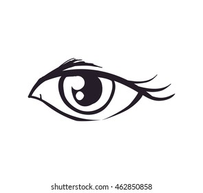 View and look concept represented by female eye icon. Isolated and flat illustration