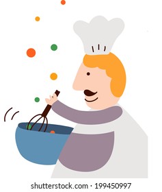 The view of man is cooking 