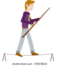 The view of man with pole 