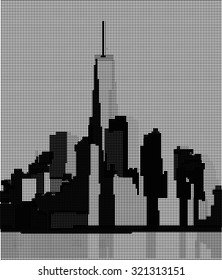View of Manhattan from the Hudson River side. New York City. Halftone