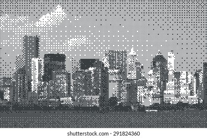 View of Manhattan. New York. Halftone effect