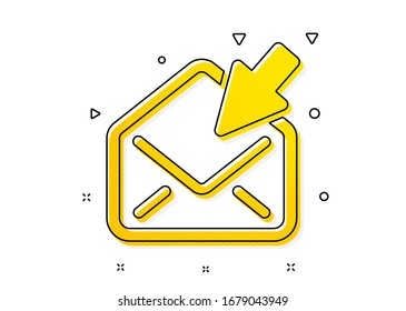 View Message correspondence sign. Open Mail icon. E-mail symbol. Yellow circles pattern. Classic open Mail icon. Geometric elements. Vector