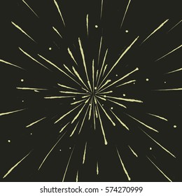 view to meteor rain or explosion of firework . vector illustration