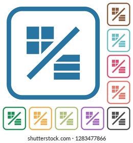 View mode simple icons in color rounded square frames on white background