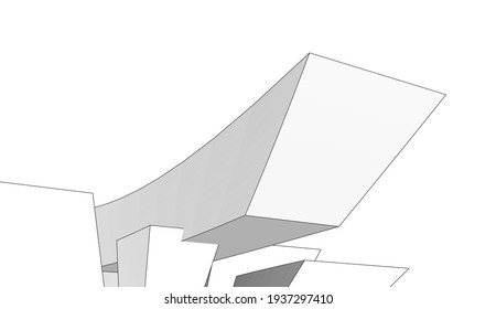 View of modern architecture 3d illustration