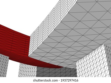 View of modern architecture 3d illustration