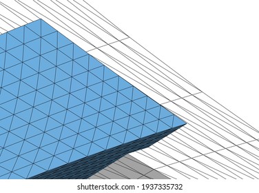 View of modern architecture 3d illustration