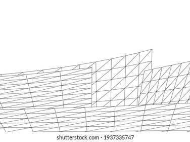 View of modern architecture 3d illustration