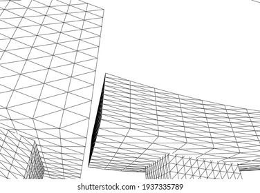 View of modern architecture 3d illustration