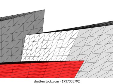 Vista de la arquitectura moderna 3d ilustración