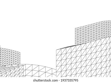View of modern architecture 3d illustration