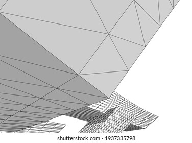 View of modern architecture 3d illustration