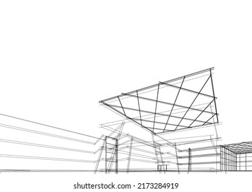 View of modern architecture 3d illustration