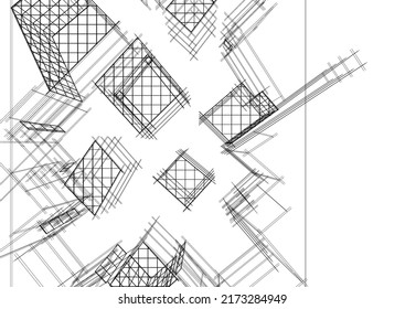 Vista de la arquitectura moderna 3d ilustración