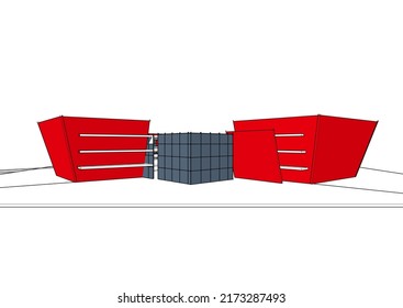 View of modern architecture 3d illustration
