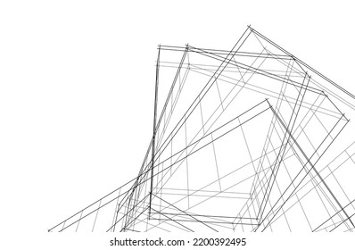 Vista de la arquitectura moderna 3d ilustración