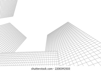 Vista de la arquitectura moderna 3d ilustración