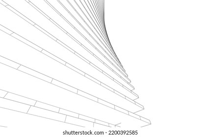 View of modern architecture 3d illustration