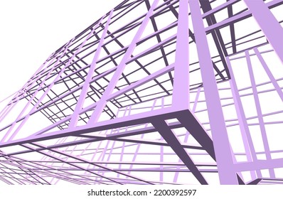 View of modern architecture 3d illustration