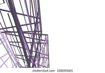 View of modern architecture 3d illustration
