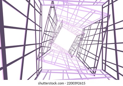 View of modern architecture 3d illustration