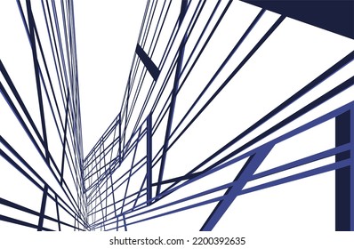 View of modern architecture 3d illustration
