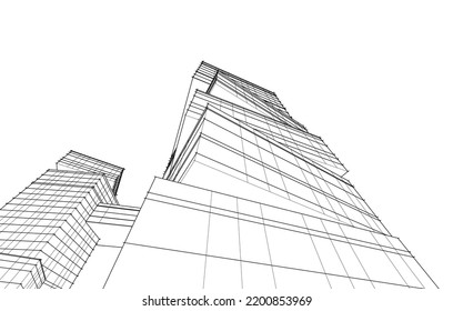 View of modern architecture 3d illustration