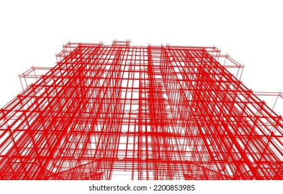 View of modern architecture 3d illustration