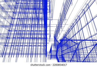 Ansicht der modernen Architektur 3D-Illustration