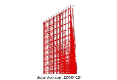 View of modern architecture 3d illustration