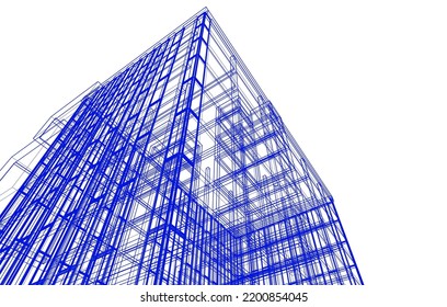 View of modern architecture 3d illustration