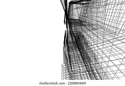 View of modern architecture 3d illustration