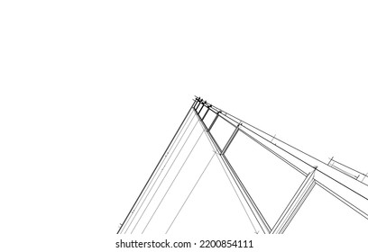 Vista de la arquitectura moderna 3d ilustración