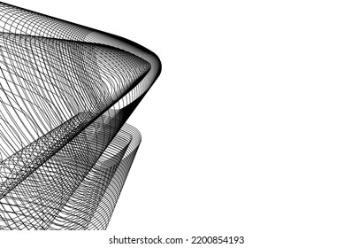 Vista de la arquitectura moderna 3d ilustración