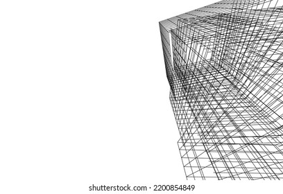 Vista de la arquitectura moderna 3d ilustración