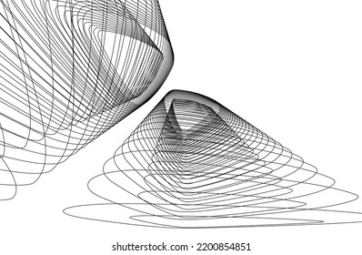 Vista de la arquitectura moderna 3d ilustración