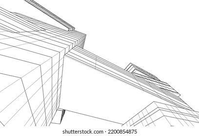 Ansicht der modernen Architektur 3D-Illustration