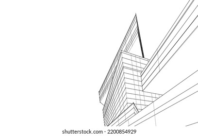 View of modern architecture 3d illustration