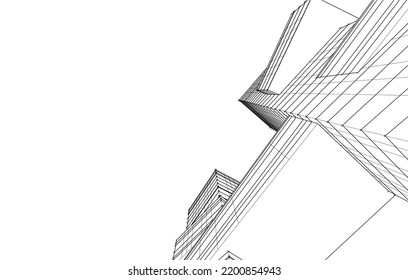 View of modern architecture 3d illustration